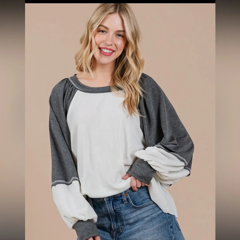 Color Block Contrast Knit Sweatshirt - Picture 4 of 6